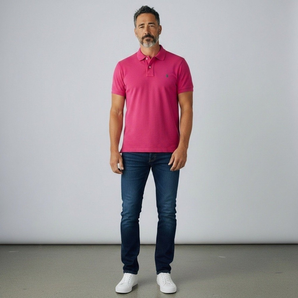 Polo Ralph Lauren Mens Classic Fit Pink Short Sleeve Pique Polo Shirt  preppy L